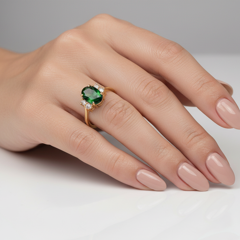 Damenring Gold 585 mit Turmalin und Diamanten