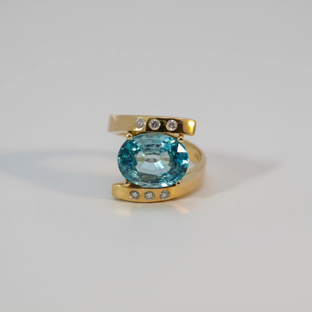 Damenring Gold 750 mit Zirkon und Brillanten