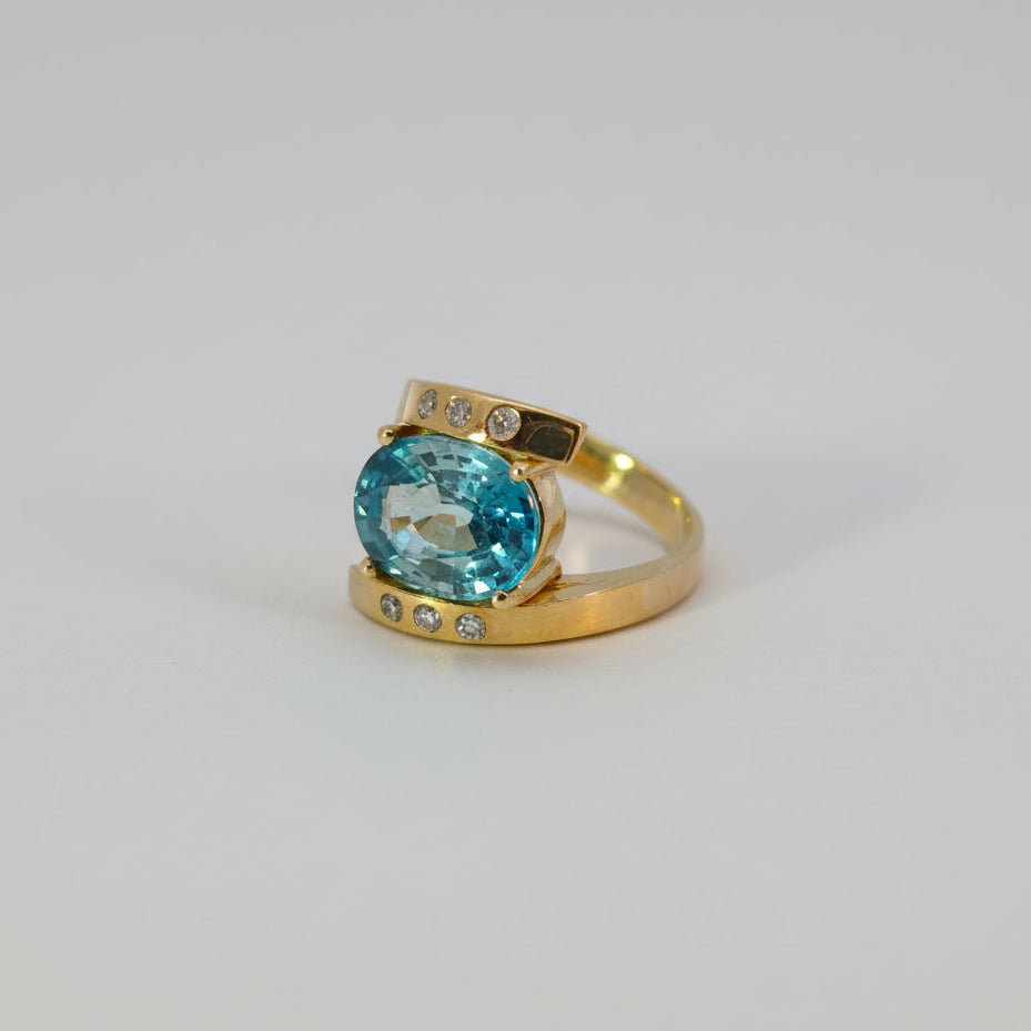 Damenring Gold 750 mit Zirkon und Brillanten