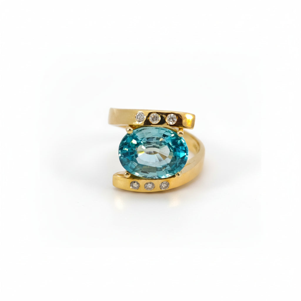 Damenring Gold 750 mit Zirkon und Brillanten