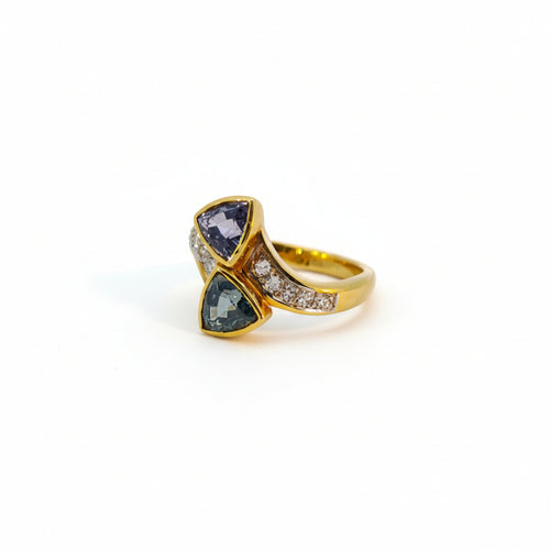 Damenring Gold 585 mit Spinel und Brillanten Seitenansicht 