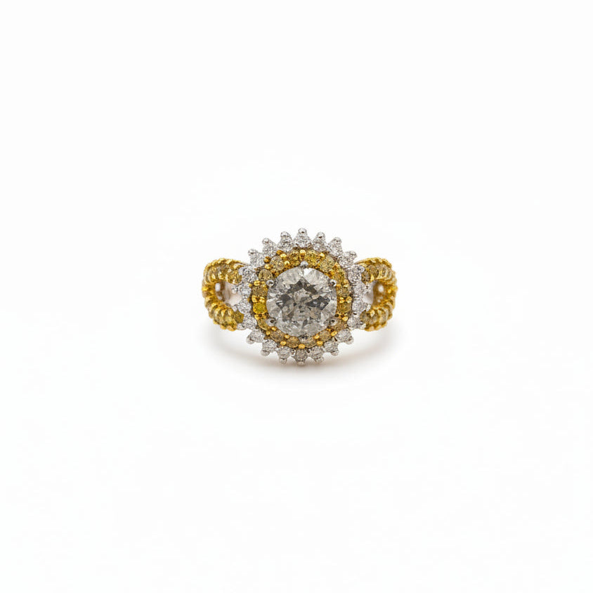 Ring Weißgold 750 mit grauem Diamanten und Brillanten