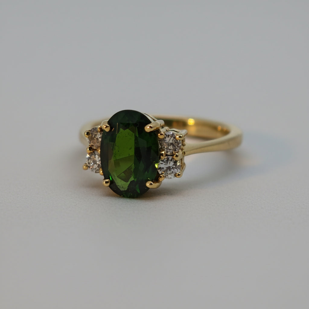 Damenring Gold 585 mit Turmalin und Diamanten