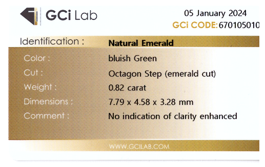 Natürlicher Smaragd, 0.82ct