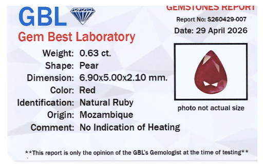 Unerhitzter Mosambik-Rubin, 0.63ct