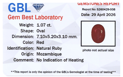 Rubin, 1.07ct