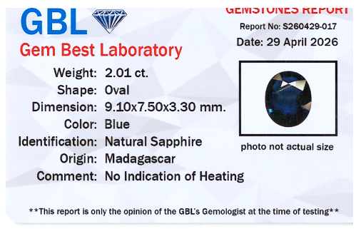 Natürlicher blauer Saphir, 2.01ct