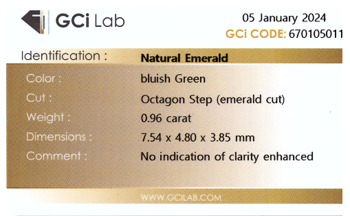 Natürlicher Smaragd, 0.96ct