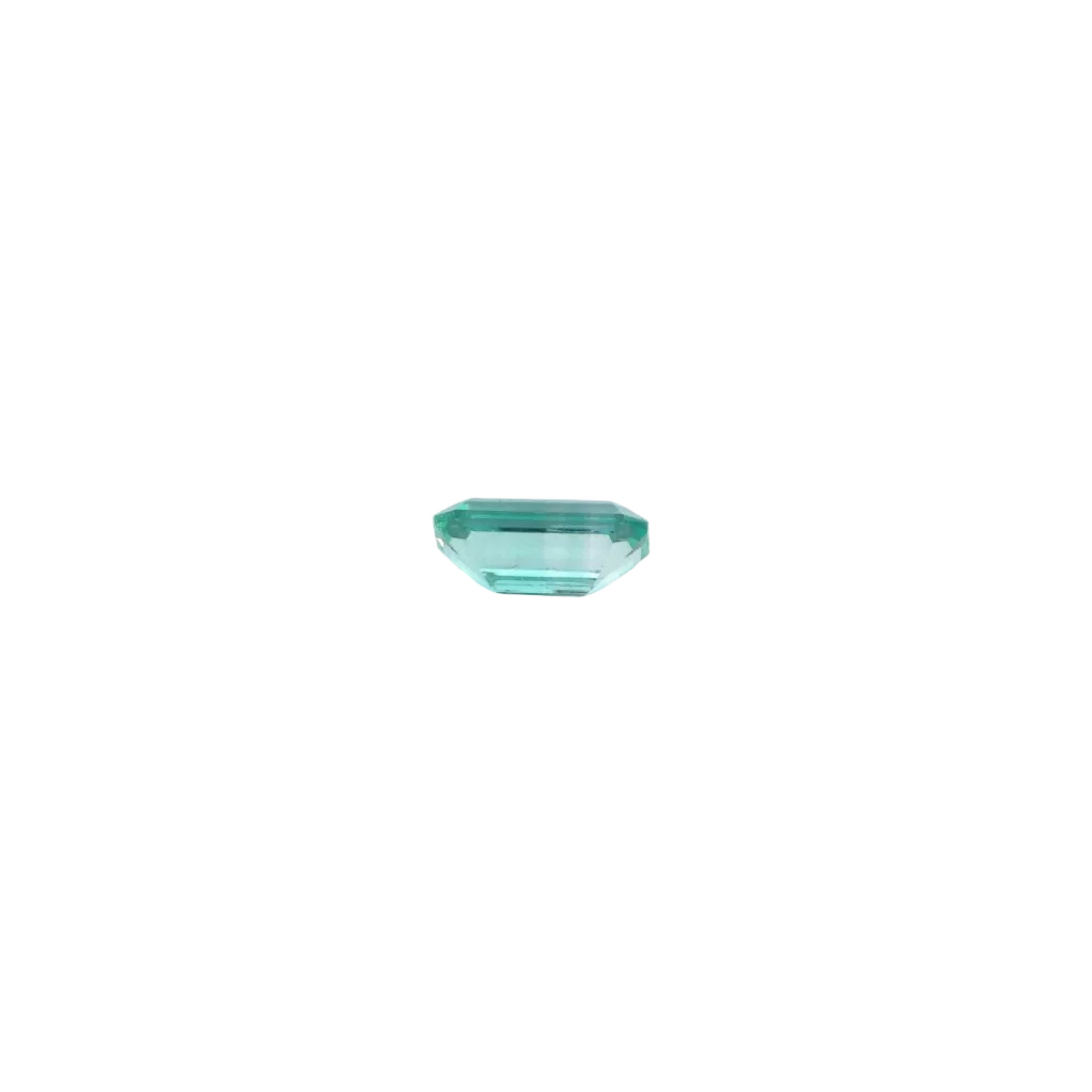 Natürlicher Smaragd blau/grün mit 0,82 Karat, 0.82ct Ansicht von hinten 