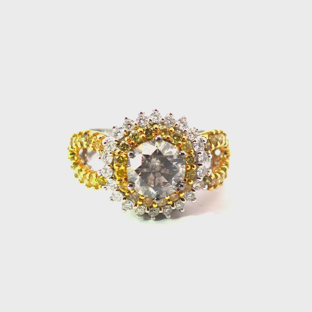 Ring Weißgold 750 mit grauem Diamanten und Brillanten