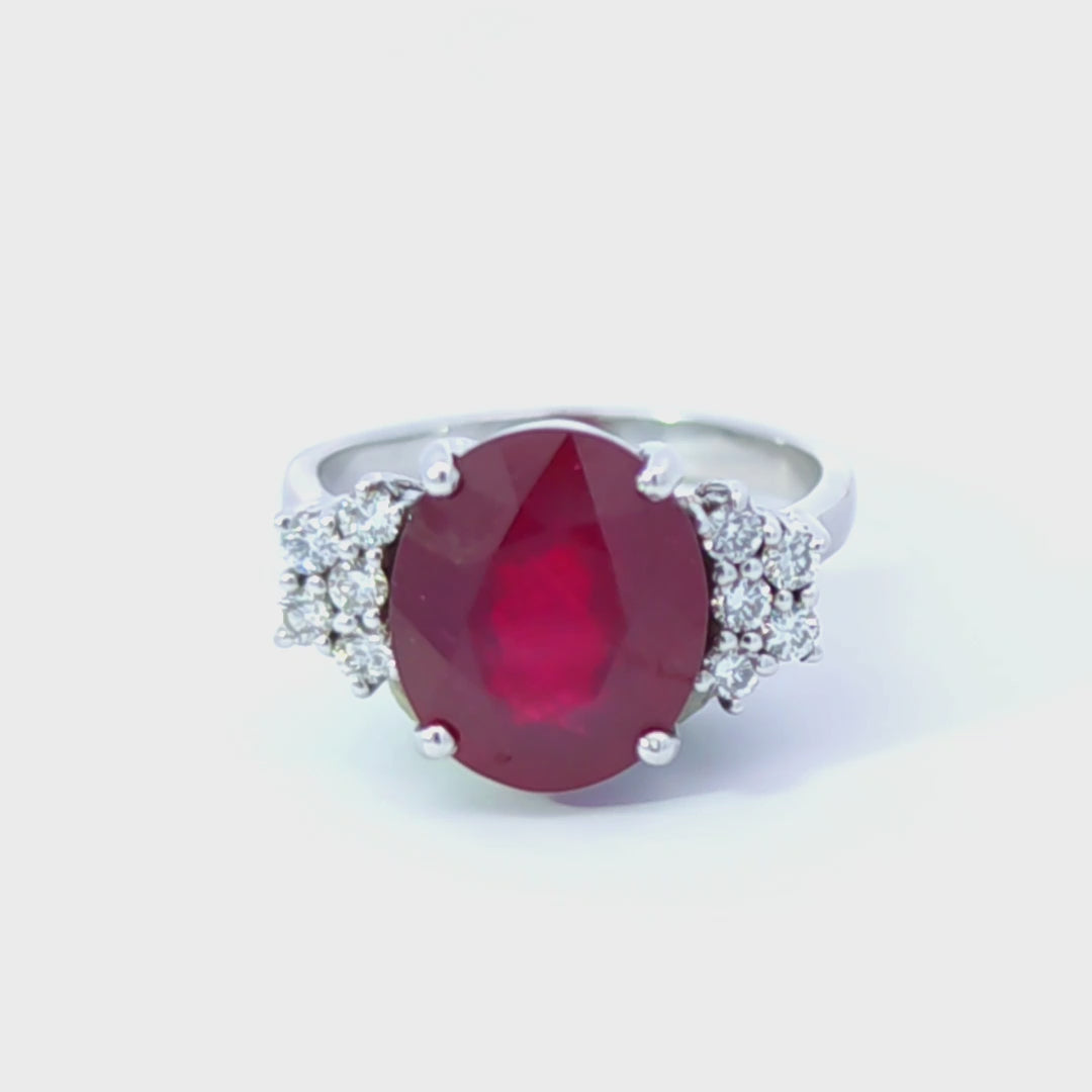 Ring Weißgold 585 mit Rubin und Diamanten