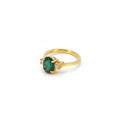 Ring mit grünem Turmalin und Diamanten