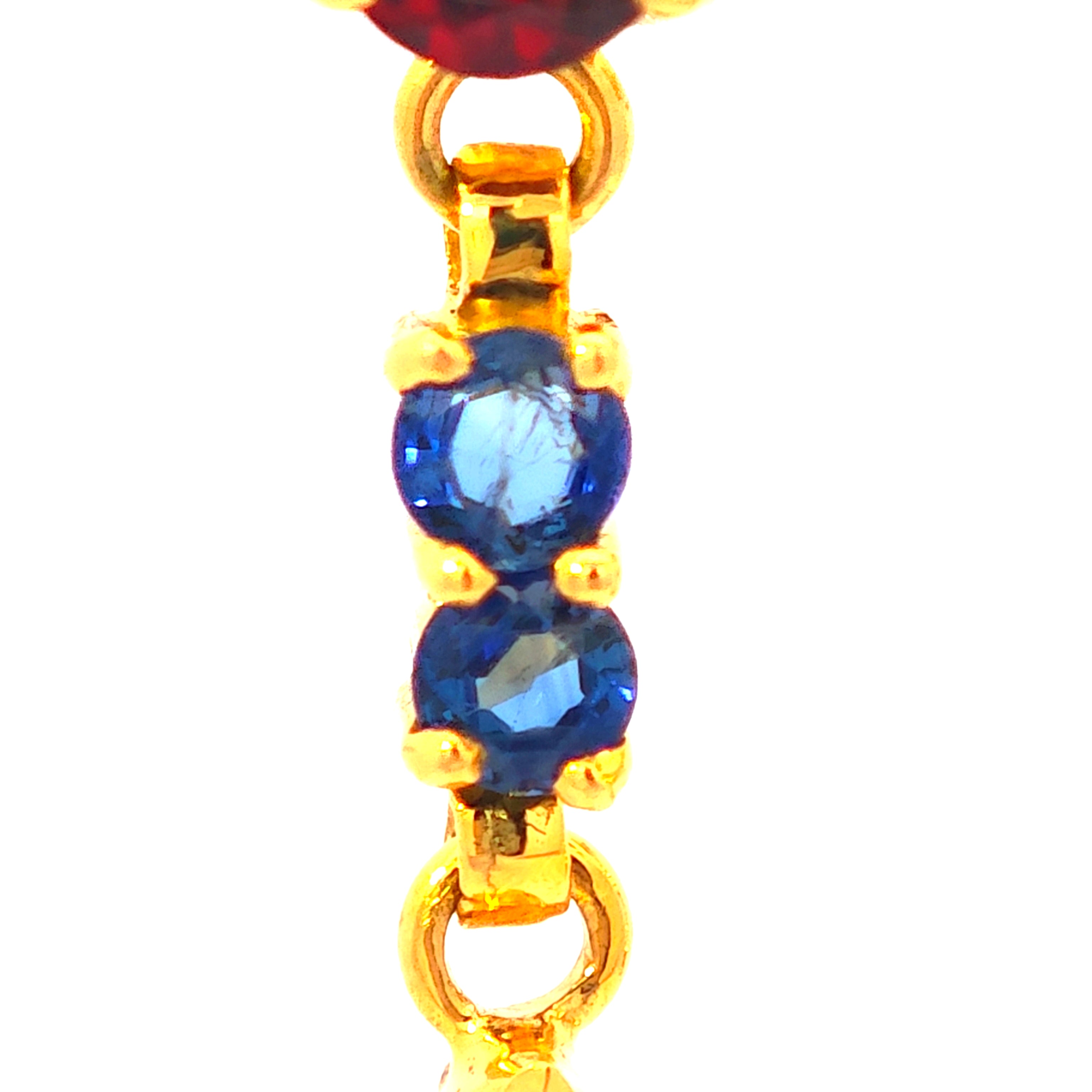 Ohrringe Gold 585 mit Rhodolith, Saphiren und Peridot
