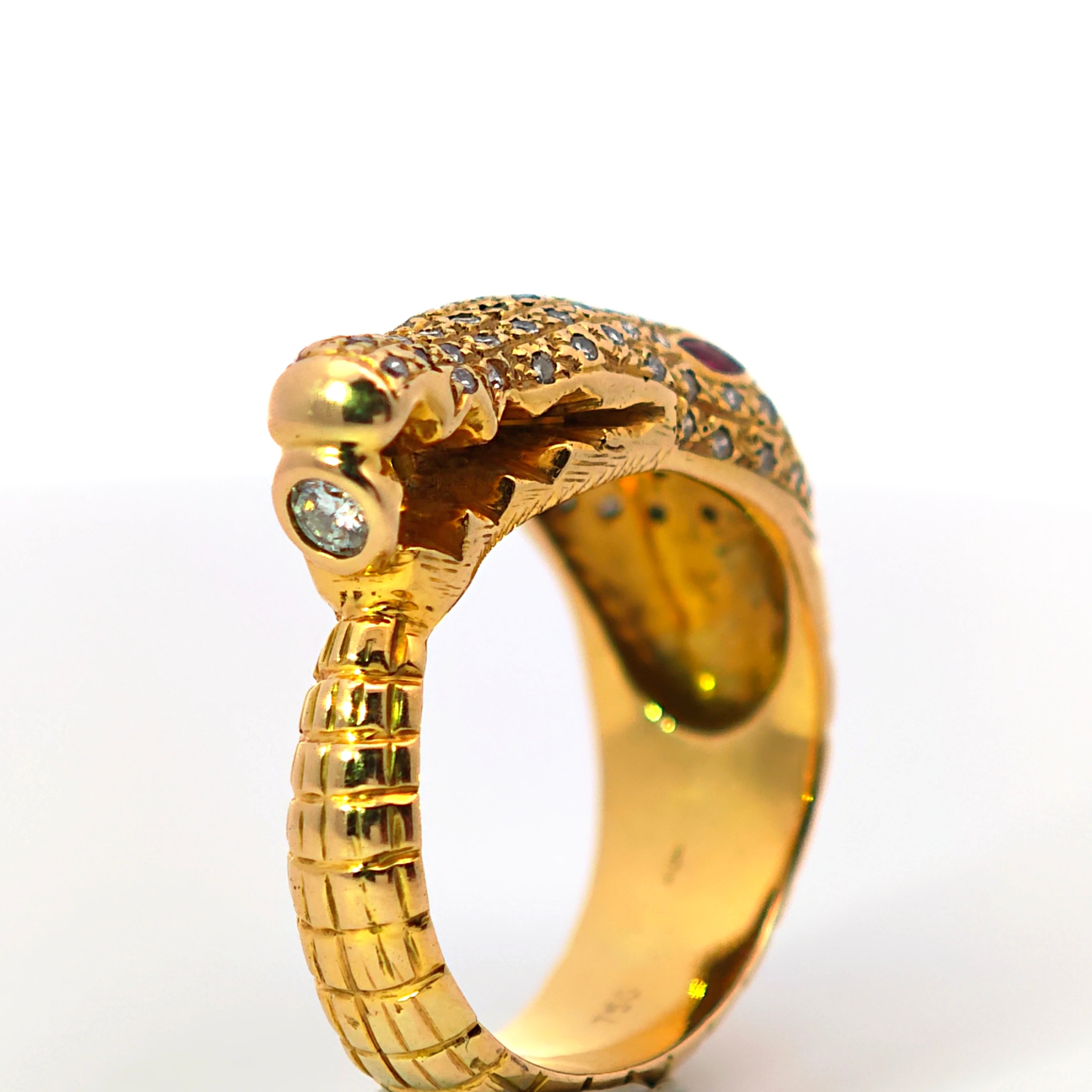 Unisex Ring Gold 750 mit Rubinen und Brillanten