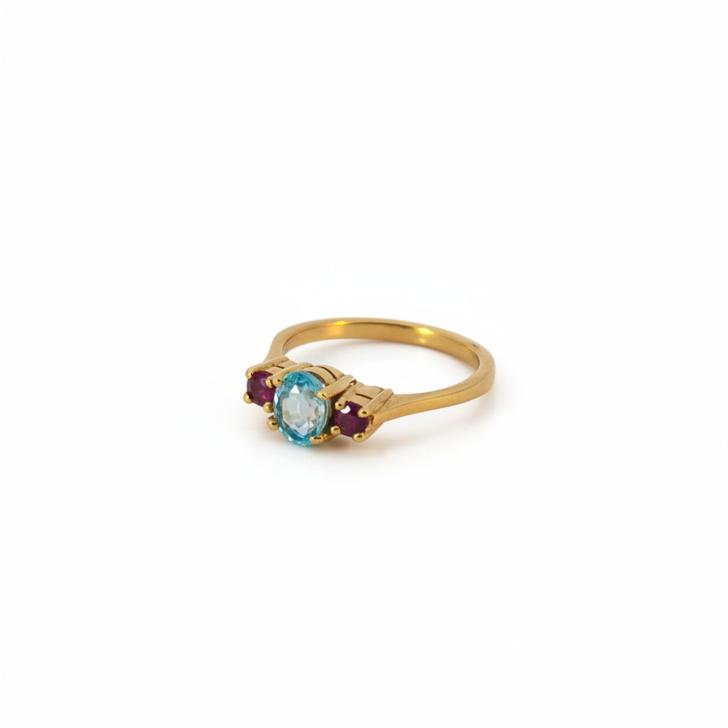 Damenring Gold 585 mit Zirkon und Rubinen