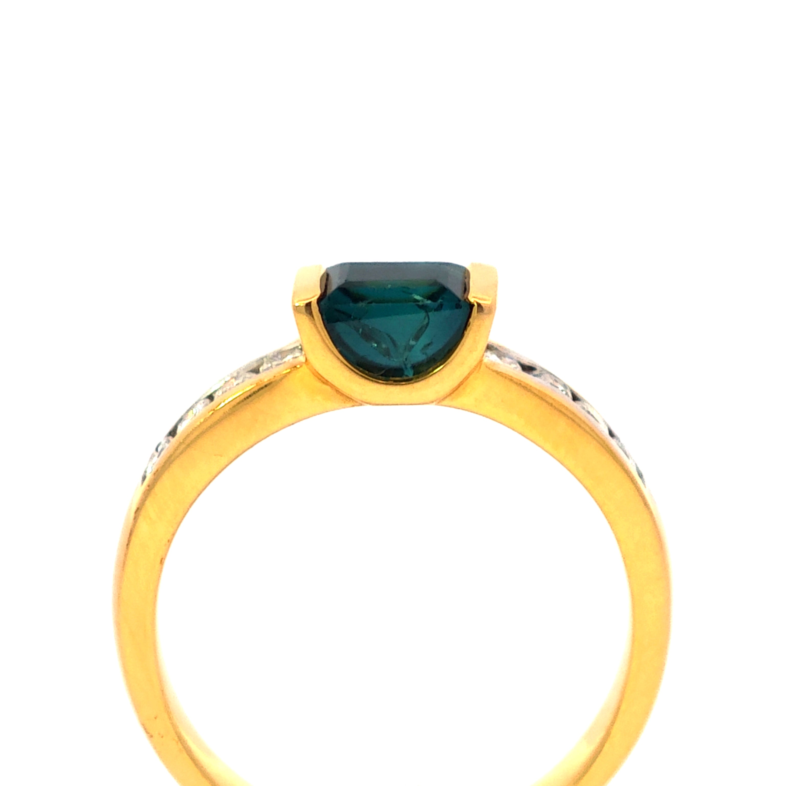 Damenring Gold 585 mit Paraiba Turmalin und Diamanten Ansicht von oben