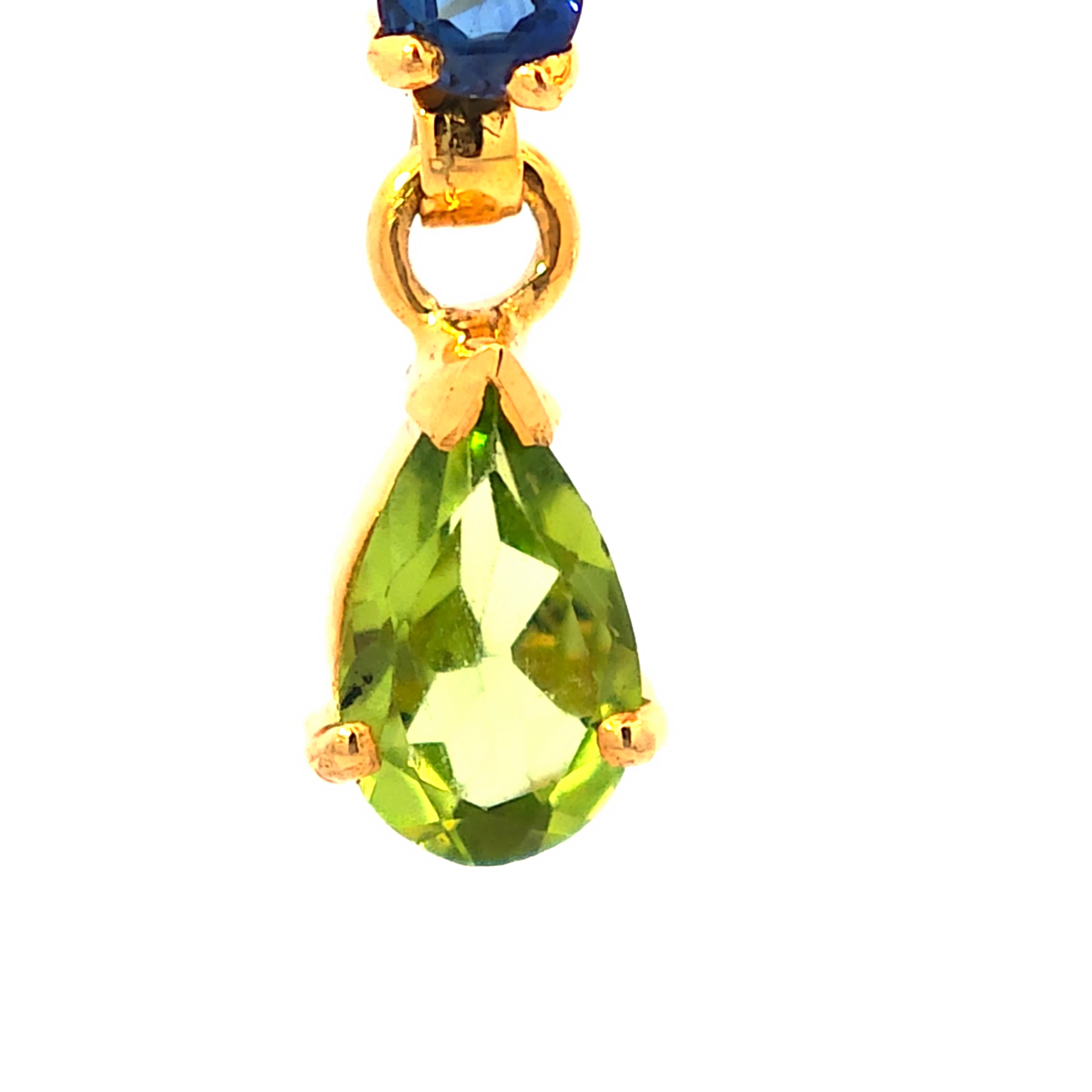 Ohrringe Gold 585 mit Rhodolith, Saphiren und Peridot