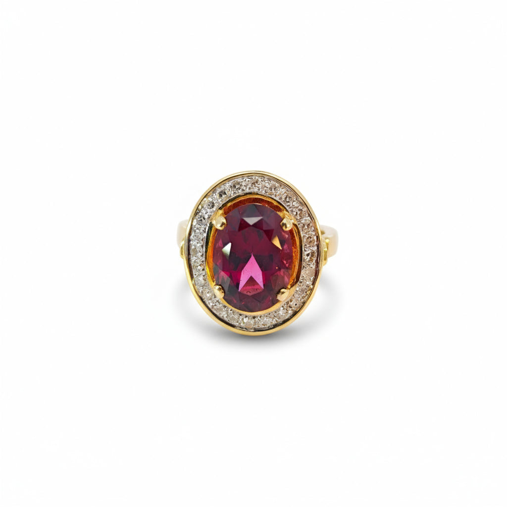 Ring Gold 585 mit Rhodolith und Diamanten