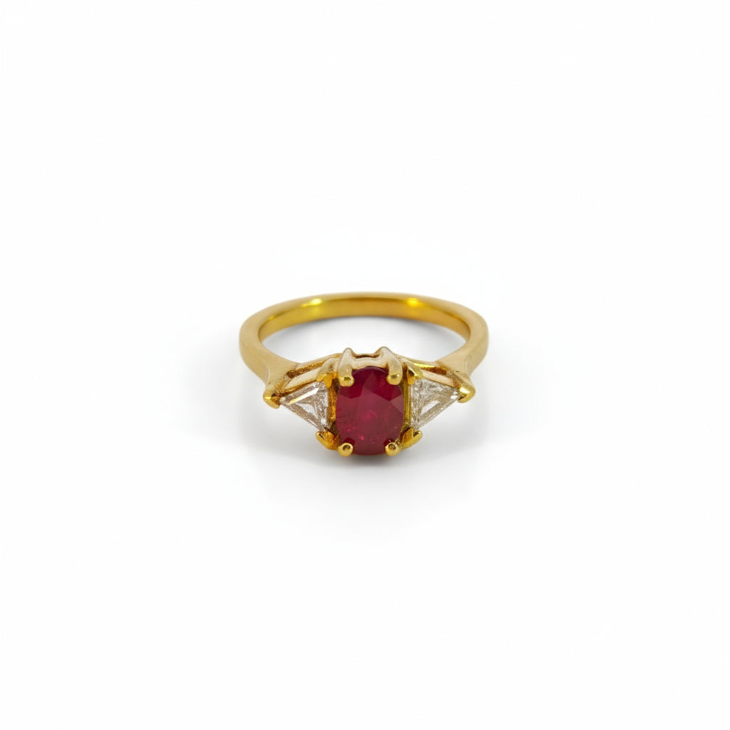 Damenring Gold 585 mit Rubin und Diamanten