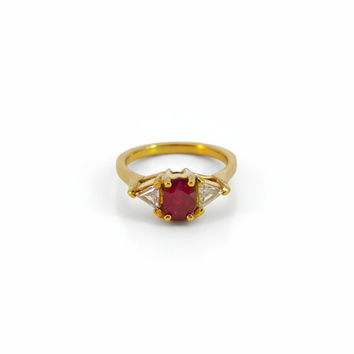 Damenring Gold 585 mit Rubin und Diamanten