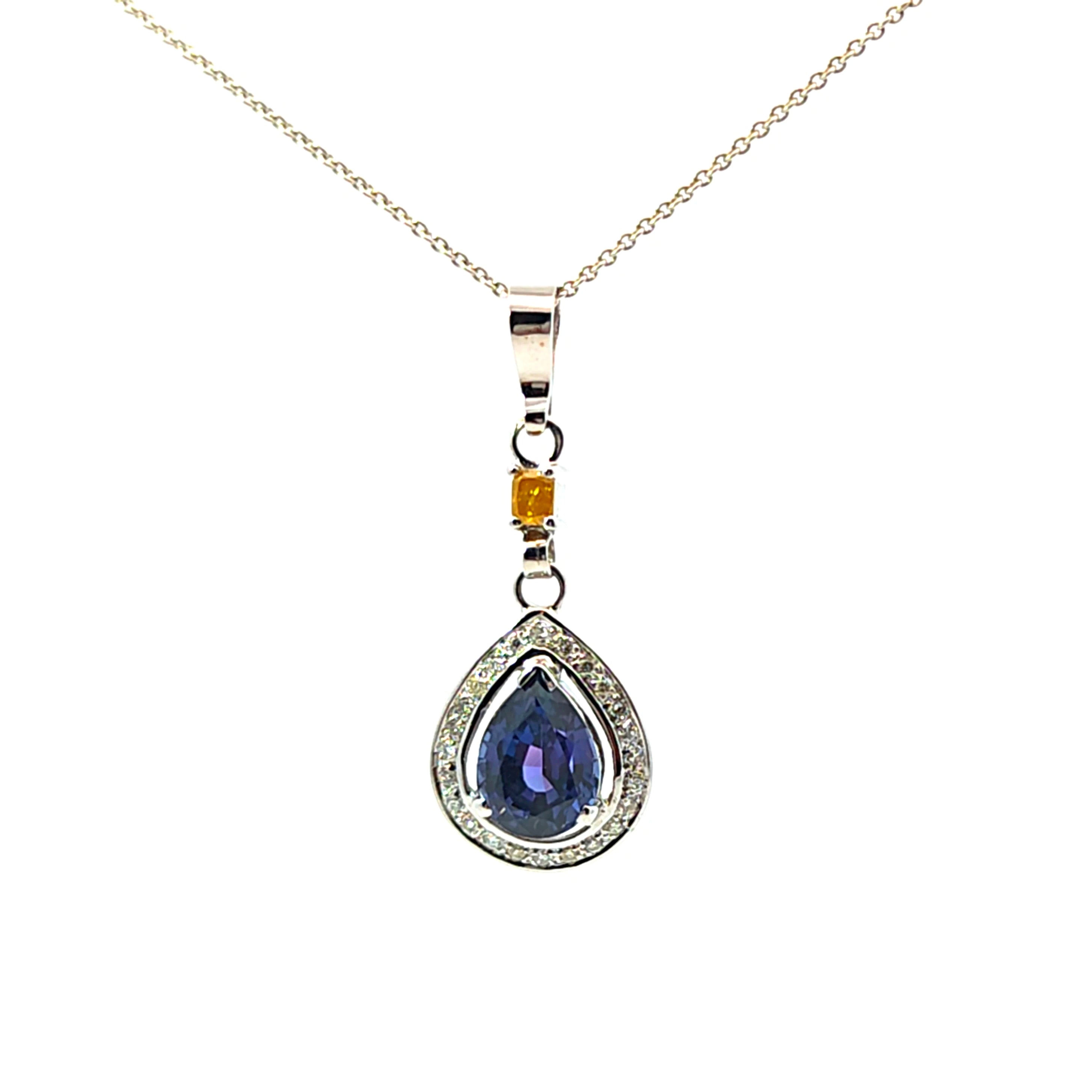 Anhänger Weißgold 585 mit Tanzanit und Diamanten