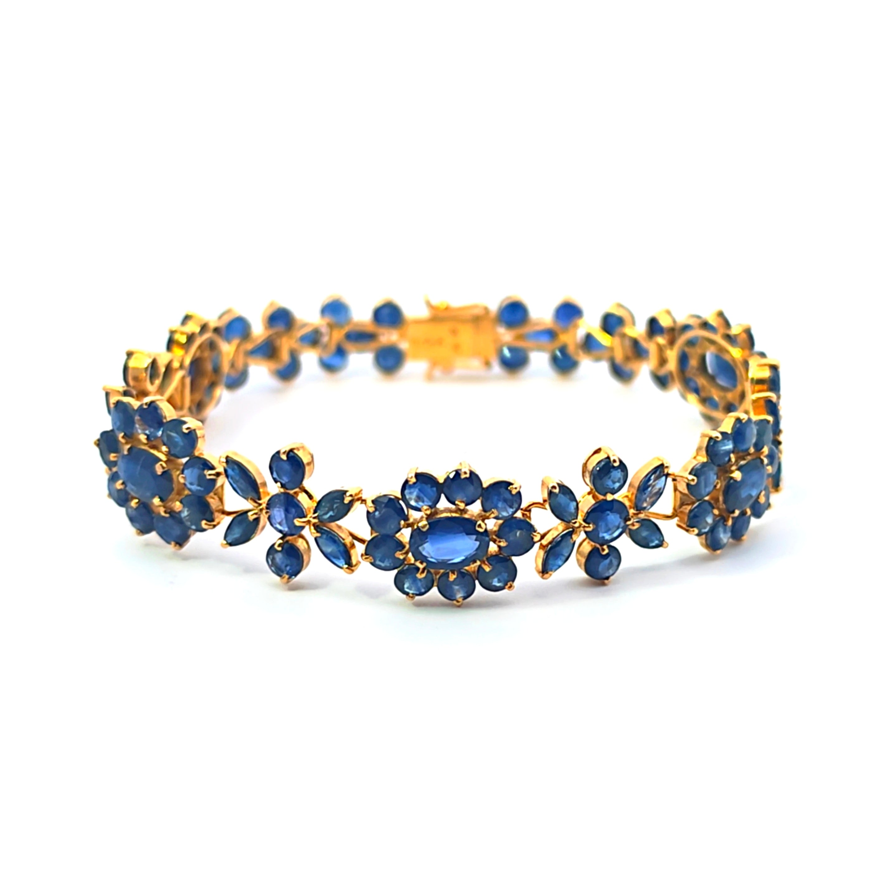 Vintage Armband Gold 585 mit Saphiren Frontansicht 