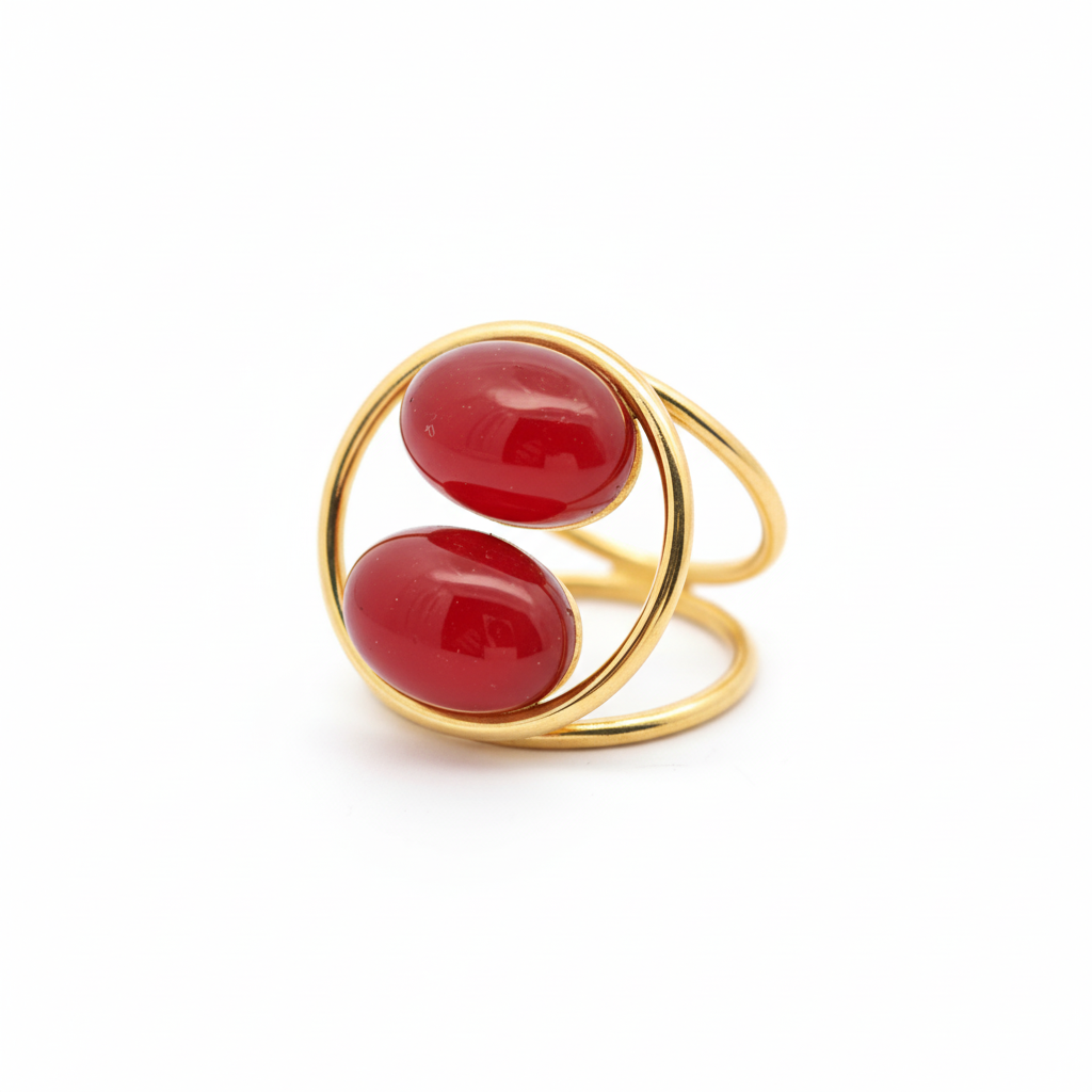 Handgefertigter Ring "Red Circle"