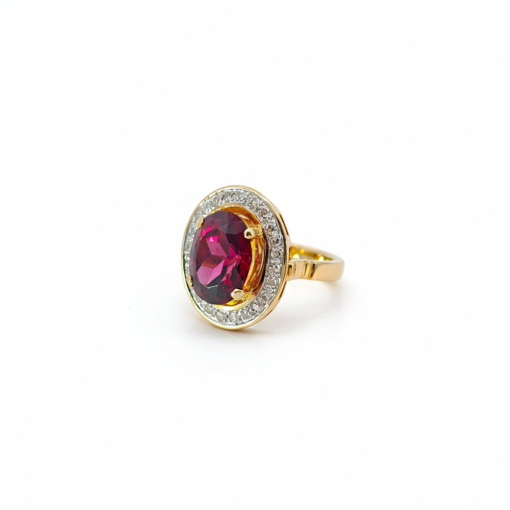 Ring Gold 585 mit Rhodolith und Diamanten