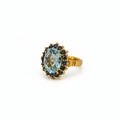 Damenring Gold 585 mit Aquamarin und Saphiren